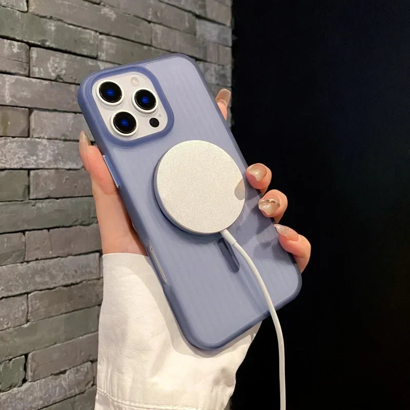 Funda iPhone Rayas Mate MagSafe – Antigolpes y Compatible con Carga Magnética iPhone 12 al 16 Pro Max